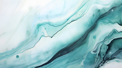 white and teal Marble ink abstract art exquisite painting for abstract background generativ ai