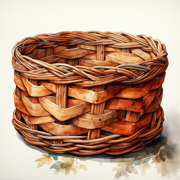 watercolor basket clipart, Generative Ai