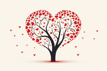 Valentine's Day with a simple line heart tree in flat style. This minimalist and artistic illustration is perfect for expressing love and romance. Valentine's cards