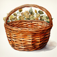 Obraz premium watercolor basket clipart, Generative Ai