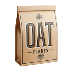 Oat flakes package box isolated on white transparent background, png,