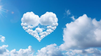 Fototapeta premium heart shaped clouds in the sky