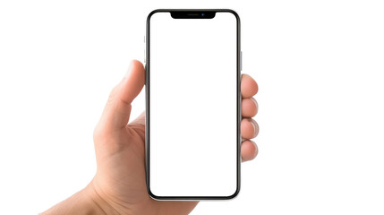 hand holding smartphone on the transparent background