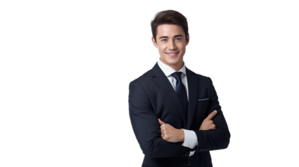 A young portrait businessman on the transparent background