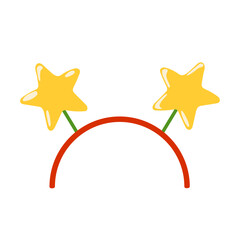 Hair hoop with yellow stars. Funny headdress for party, festival, carnival, holiday, Christmas. Cartoon style. Attribute of costume. Vector isolated.