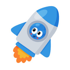 rocket cartoon icon.

