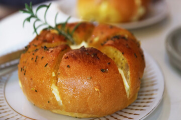 Closeup of Mouthwatering Cream Cheese Garlic Bun