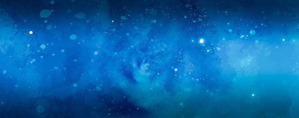 Starry blue background illustration with vortex design psychedelic shape