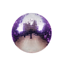 Purple Retro 70s Disco Ball Isolated on Transparent Background PNG	