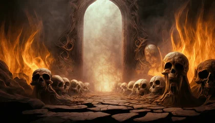 Fotobehang Door to hell road to the devil © PolacoStudios