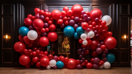 An eye-catching balloon wall, meticulously crafted to create a striking visual backdrop.