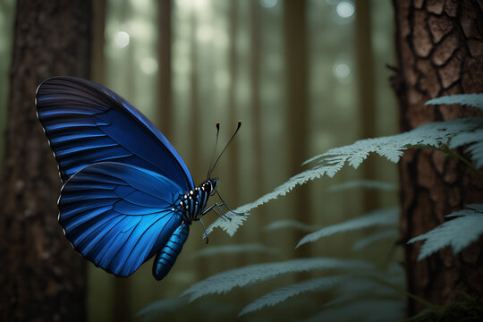 Colorful Butterfly - in the forest at sun rise