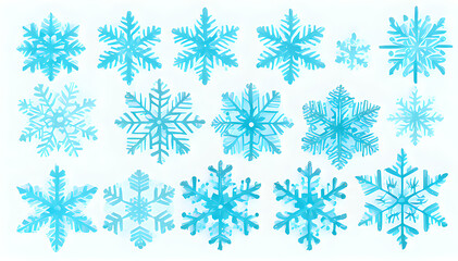 Set of snowflakes isolated on white background