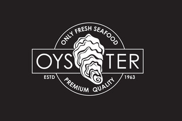 emblem of oyster shell isolated on black background