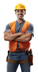 worker, Construction site manager, Isolated on a transparent background.