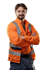 worker, Construction site manager, Isolated on a transparent background.