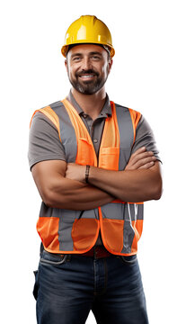 worker, Construction site manager, Isolated on a transparent background.
