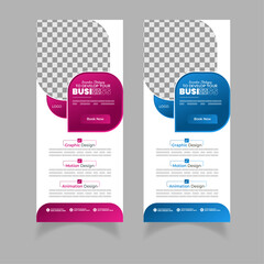 Clean abstract corporate business shapes roll up banner display | Standard size | Red and Blue gradients