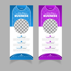 Modern and clean abstract geometric shapes business roll up display banner | Standard size | Blue and Purple gradients