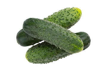 pile of fresh raw cucumbers isolated on white background with clipping path