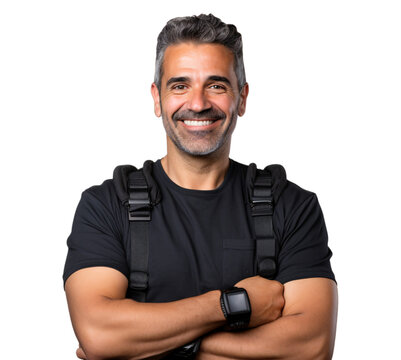 portrait of arms crossed photographer nurse showing pride in his profession or job isolated on a transparent background