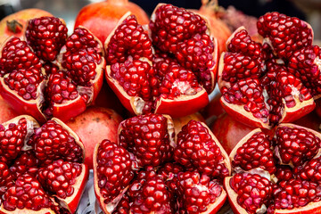 pomegranate seeds close up