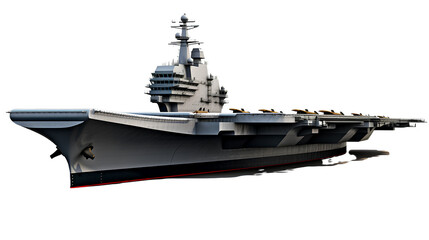 Modern aircraft carrier on transparent background PNG. Naval war concept.