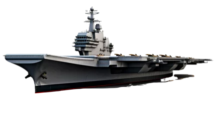 Foto op Plexiglas Modern aircraft carrier on transparent background PNG. Naval war concept. © I LOVE PNG