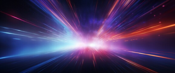 Fototapeta premium Abstract beautiful light background. Magic sparks on a dark background. Mystical speed stripes, glitter effect. Shine of cosmic rays. Neon lines of speed and fast wind. Glow effect, powerful energy