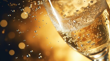 Effervescent Elegance, Champagne Bubbles in Golden Toast