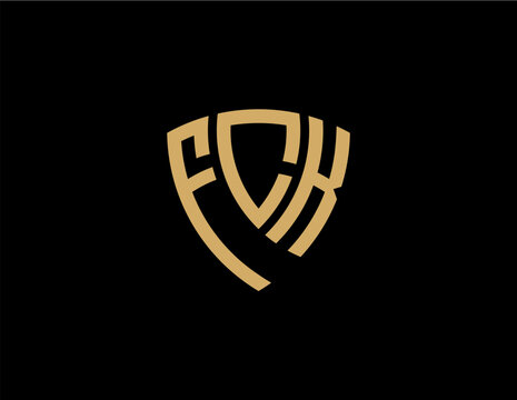FCK creative letter shield logo design vector icon illustration