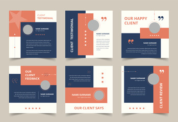 Customer Review Social Media Post Layouts, feedback or testimonial social media, square banner