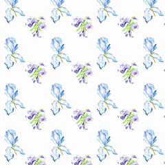 Watercolor purple pastel irises Hand drawn illustration with flowers for design or wrapping paper Floral print for wallpaper. 
