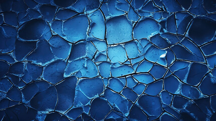 Ice winter background, dark hole, cracks grunge texture blue wallpaper. Generative AI - obrazy, fototapety, plakaty