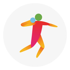 Shot put competition icon. Colorful sport sign.