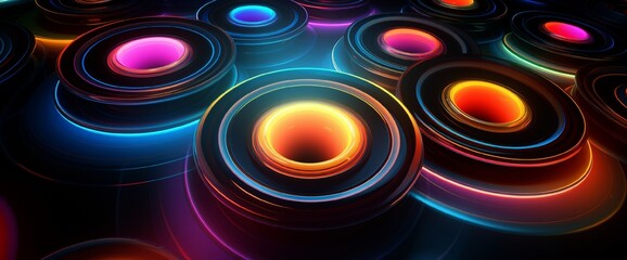 Colorful glossy concentric circles on a black background.
