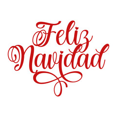 Hand sketched FELIZ NAVIDAD quote in Spanish as banner. Translated Merry Christmas. Lettering for poster, label, sticker, flyer, header, card, advertisement, announcemen