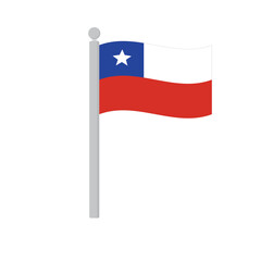 Flag of Chile on flagpole isolated