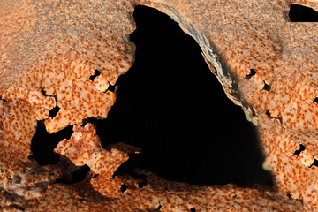 Natural abstract art - rusty iron, metal. Strongly rusted metal pipe. rust corrosion metal texture...