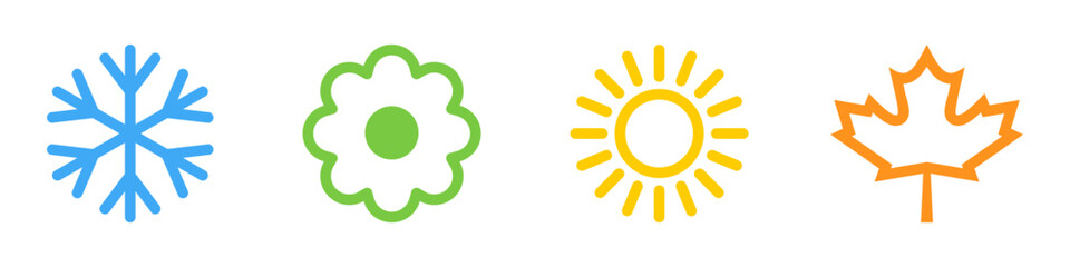 Season - vector icons. Four season vector icons. Winter, Spring, Summer and Autumn