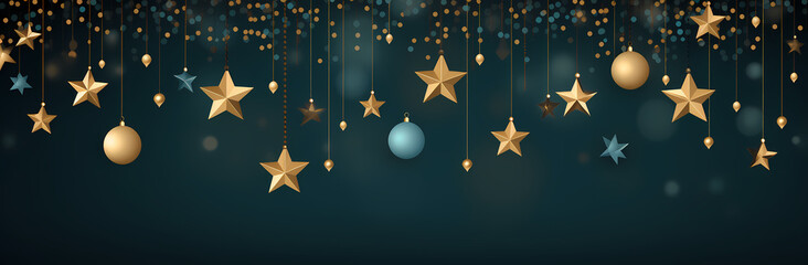 christmas star background on the blue background png, in the style of dark teal and dark gold, luminous spheres, dark black and dark beige, luxurious wall hangings