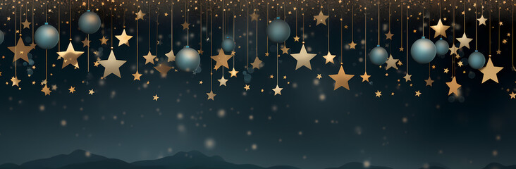golden christmas background with golden foil stars png, in the style of dark teal and dark sky-blue, luminous spheres, dark gray and dark beige - obrazy, fototapety, plakaty