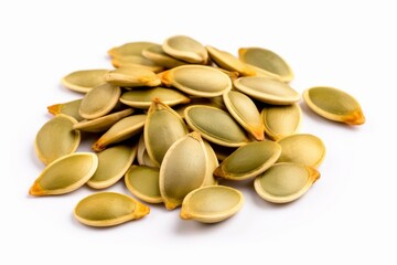 Pumpkin seeds isolated on white background. Generative AI