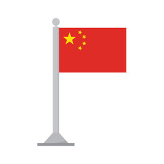 Flag of China on flagpole isolated