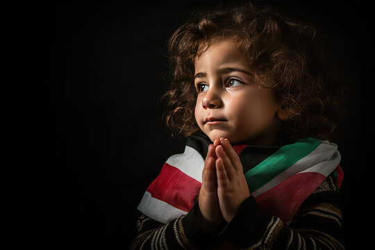 Palestine child with praying hands
