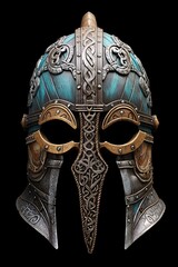 Viking war helmet isolated. Ai Generative