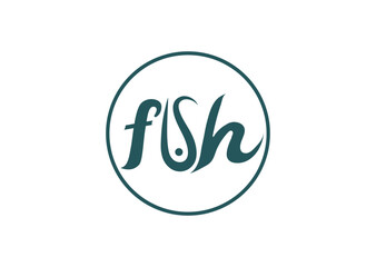 Obraz premium Fish letter logo design template, Fish logo 