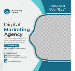 White banner for digital marketing concept and instagram post template