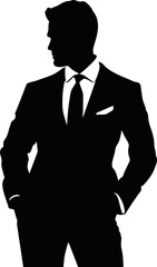 Silhouette of young man portrait with hand on studio isolated white background. Close up.