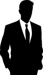 Silhouette of a thinking businessman.